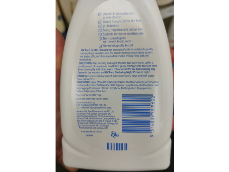 QV Face Gentle Cleanser, 250 g