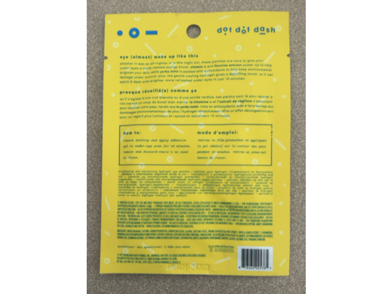 Patchology Dot Dot Dash The Morning After Brightening & Energizing Hydrogel Eye Patches, Vitamin C, 1 Pair