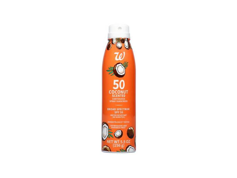 Walgreens Continuous Spray Sunscreen, SPF 50, Coconut Scented, 5.5 oz/156 g