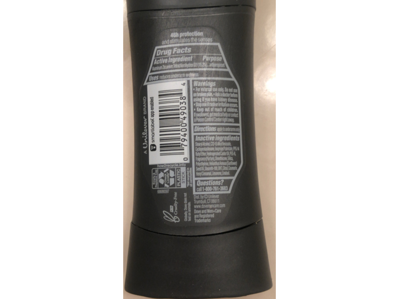 Dove Men+Care Stimulating Antiperspirant, Cedarwood + Tonka, 2.6 oz/74 g