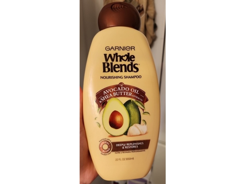 Garnier Whole Blends Nourishing Shampoo, Avocado Oil & Shea Butter Extract, 22 fl oz/650 mL