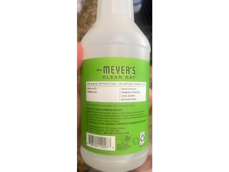 Mrs. Meyer's Clean Day Multi-Surface Everyday Cleaner, Fresh Cut Grass Scent, 24 fl oz/710 mL