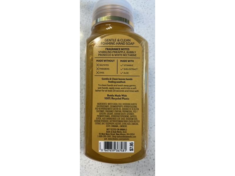Bath & Body Works Gentle & Clean Foaming Hand Soap, Pineapple Prosecco, 8.75 fl oz/259 mL