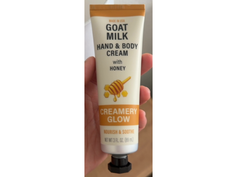 Creamery Glow Goat Milk Hand & Body Cream, Honey, 3 fl oz/89 mL