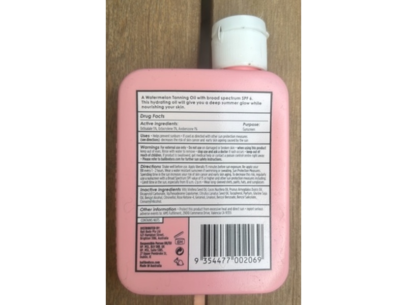 Bali Body Tanning Oil, Watermelon, SPF 6, 3.4 fl oz/100 mL