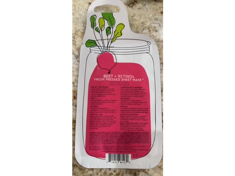 Sweet Chef Beet + Retinol Fresh Pressed Sheet Mask, Smooth & Firms, 0.77 fl oz/23 mL, Pack of 5