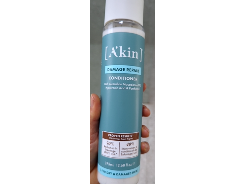Akin Damage Repair Conditioner, Australian Macadamia Oil, Hyaluronic Acid & Panthenol, 12.68 fl oz/375 mL
