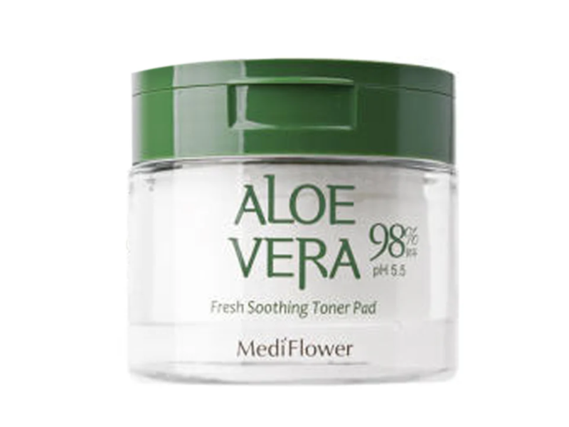 Mediflower Fresh Soothing Toner Pad, Aloe Vera, 180 mL, 60 Count