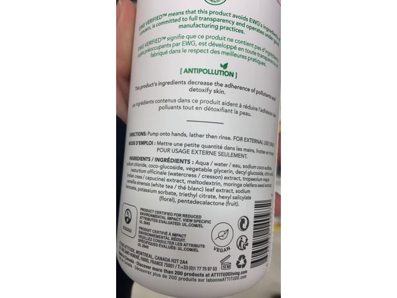 Attitude Super Leaves Natural Hand Soap, White Tea Leaves, 16 fl oz/473 mL