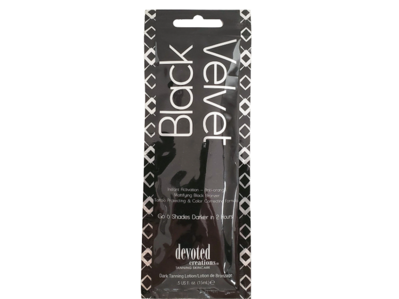 Devoted Creations Black Velvet Anti Orange Bronzer Dark Tanning Lotion, Mattifying Black, 0.5 fl oz/15 mL