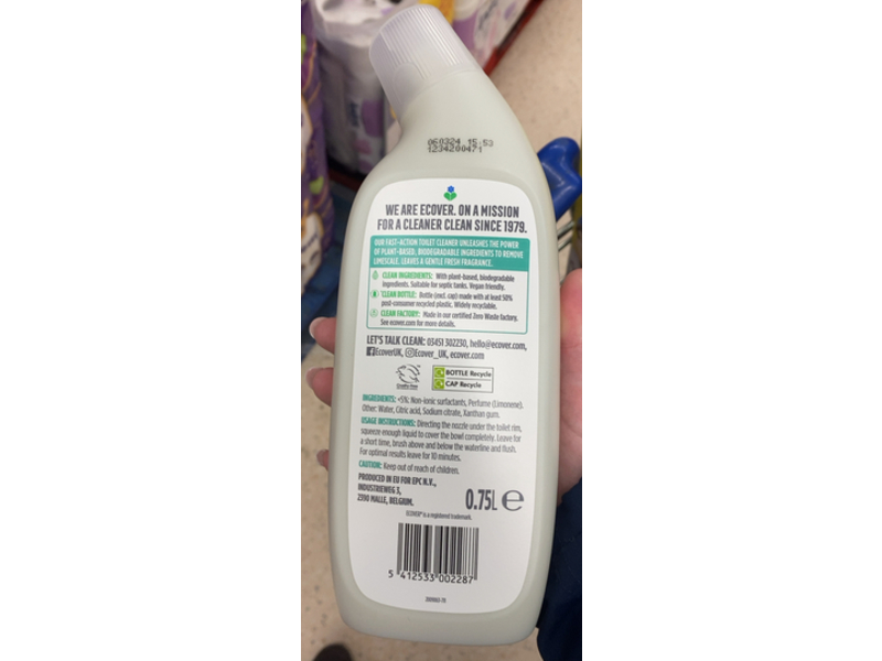 Ecover Pine Toilet Cleaner, Pine & Mint, 0.75 L