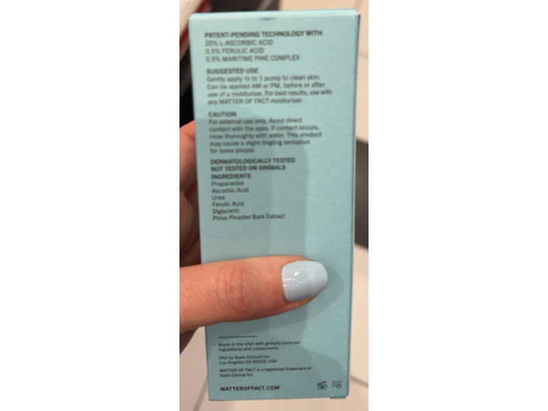 Matter Of Fact Brightening + Firming Serum, 20% L - Ascorbic Acid, Ferulic Acid & Maritime Pine, 1.0 fl oz/30 mL