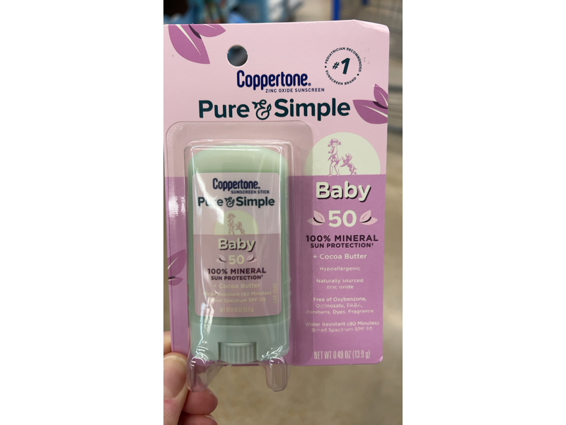 Coppertone Pure & Simple Baby SPF 50 Sunscreen Stick, 0.49 Ounce