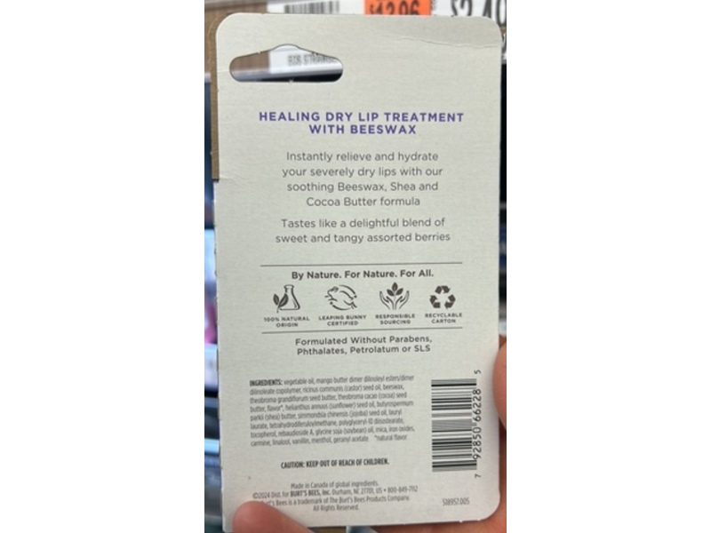 Burt's Bees Rescue Lip Relief , Berry Medley, 0.35 oz/9.92 g