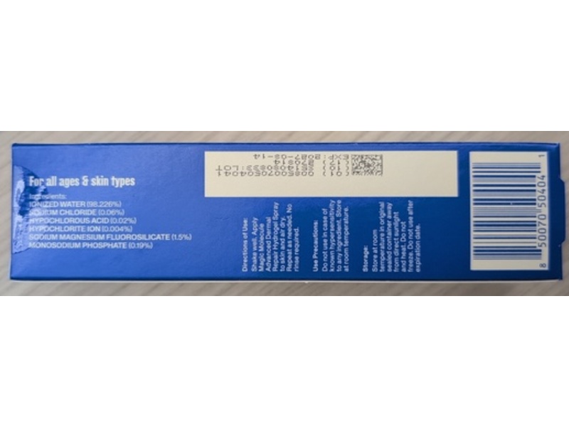 Magic Molecule Advanced Dermal Repair Hydrogel Spray, Hypochlorous Acid, 3.4 fl oz/100 mL, Pack Of 2