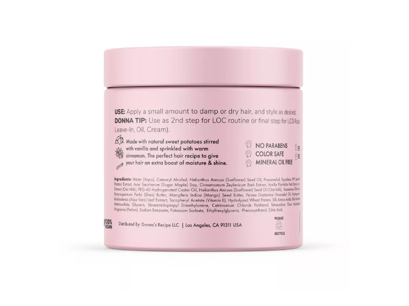 Donna's Recipe Sweet Potato Pie Extra Creamy Hair Cream, 6 fl oz/177 mL