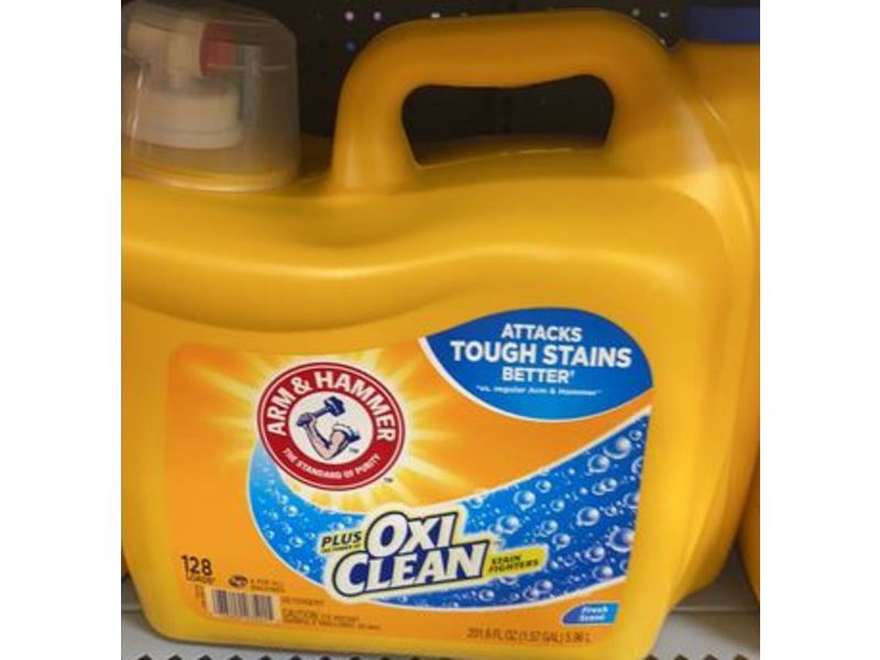 Arm & Hammer Plus OxiClean Liquid Laundry Detergent, Fresh Scent, 128 Loads, 201.6 fl oz/5.96 L