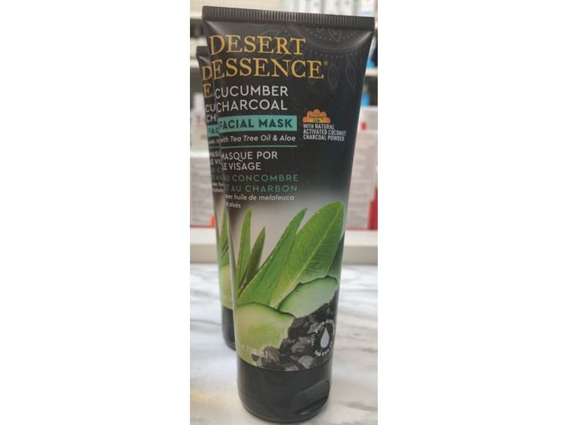 Desert Essence Cucumber Charcoal Facial Mask, Tea Tree Oil & Aloe, 3.4 fl oz/100 mL