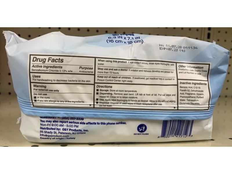 G & Y Antibacterial Hand Wipes, 90 Wipes