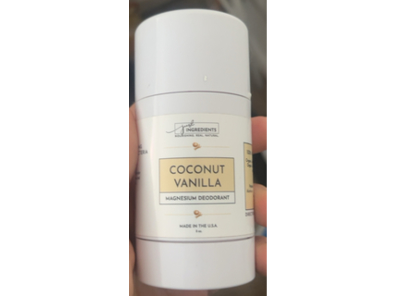 Just Ingredients Magnesium Deodorant, Coconut Vanilla, 3 oz
