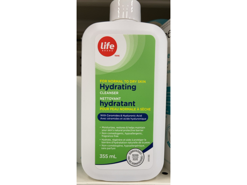 Life Brand Hydrating Cleanser, Ceramides & Hyaluronic Acid, 355 mL