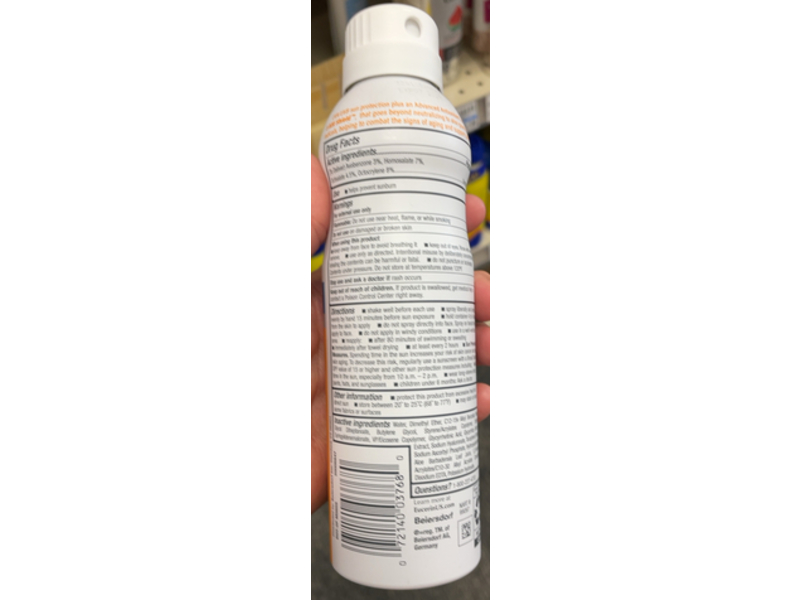 Eucerin Advanced Hydration Sunscreen Lotion Spray, SPF 30, 6 oz/170 g