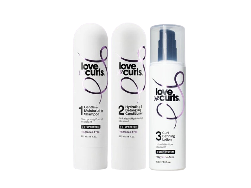 Love Ur Curls 3-Step System Set, Fragrance-Free, 8.5 fl oz/250 mL