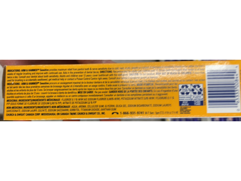 Sensitive Whitening Toothpaste, 90 mL, Arm & Hammer