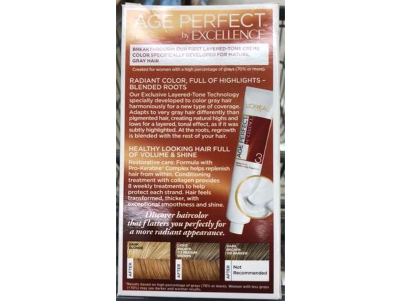 L'Oreal Paris Excellence Age Perfect, 7G Dark Soft Golden Blonde, Level 3, 1 Application