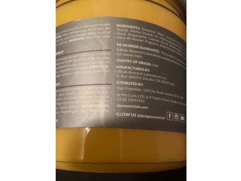 Design Essentials Moisture Retention Masque, Honey Creme, 30 oz/900 g