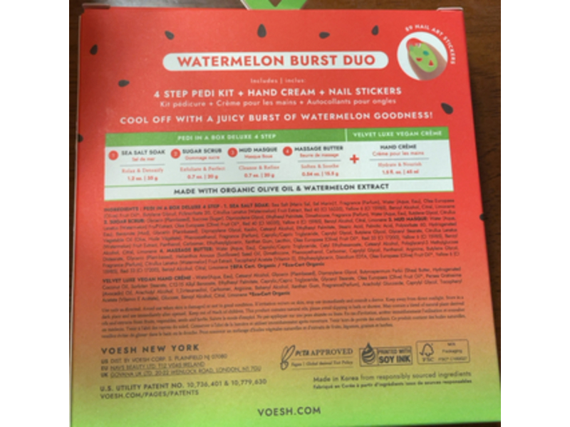 Voesh New York Pedi Kit + Hand Cream + Nail Stick Kit, Organic Olive Oil & Watermelon Extract