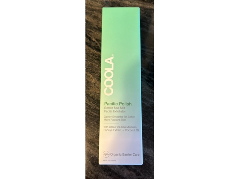 Coola Pacific Polish Gentle Sea Salt Face Exfoliator, Ultra Fine Sea Minerals Papaya Extract + Coconut Oil, 3.4 fl oz/100 mL