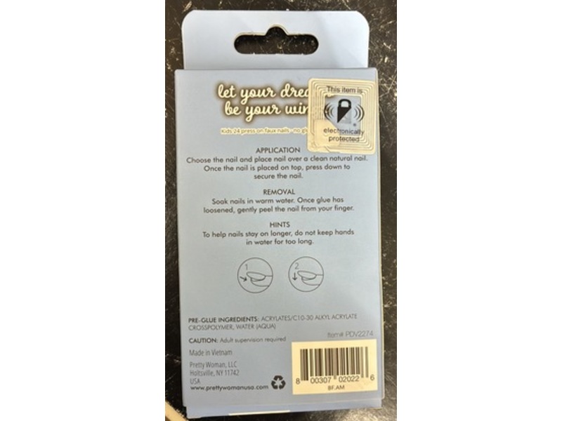 Pretty Woman Kids Press On Faux Nails, Let Your Dreams Be Your Wings, 24 Count