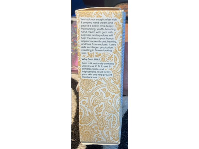 Dionis Vanilla Bean Youth Boosting Goat Milk Hand Cream, Peptides & Squalane, 2 oz/57 g