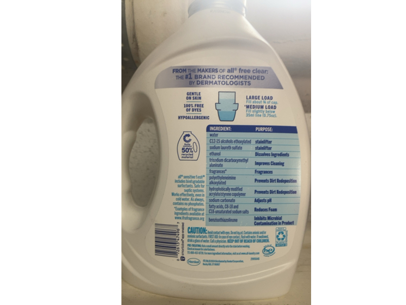All Sensitive Fresh Liquid Laundry Detergent, Spring Breeze, 110 Loads, 82.5 fl oz/2.43 L