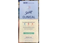 Secret Clinical RX Strength Invisible Solid Antiperspirant Deodorant, Free & Sensitive, 2.6 oz/73 g - thumbnail 2