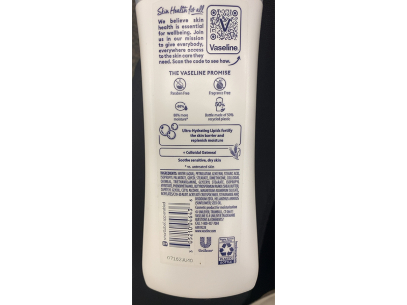 Vaseline Intensive Care Sensitive Skin Moisture Body Lotion, 10 fl oz/295 mL