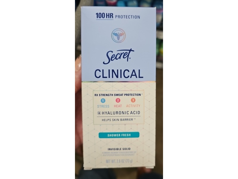 Secret Clinical Invisible Solid Antiperspirant Deodorant, Shower Fresh Scent, 2.6 oz/73 g