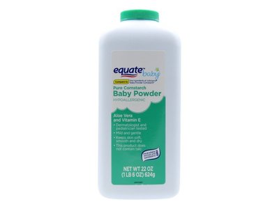 Equate Pure Cornstarch Baby Powder With Aloe and Vitamin E, 15 oz.