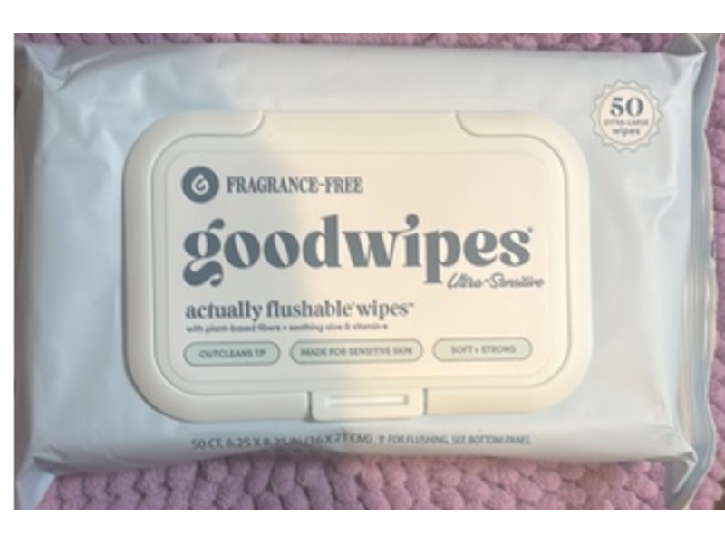 Goodwipes Actually Flushable Wipes, Fragrance Free, 50 Count
