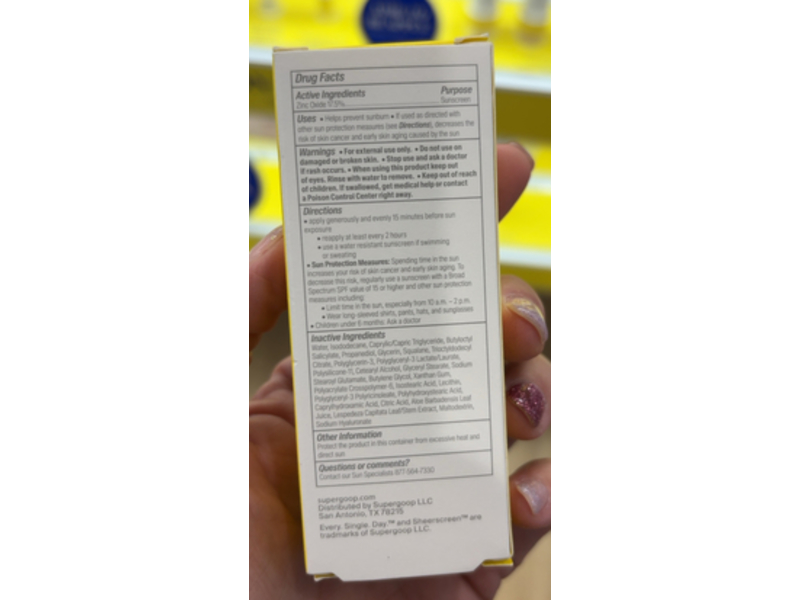 Supergoop! Mineral Sheer Screen, SPF 30 PA+++, 0.68 fl oz/20 mL