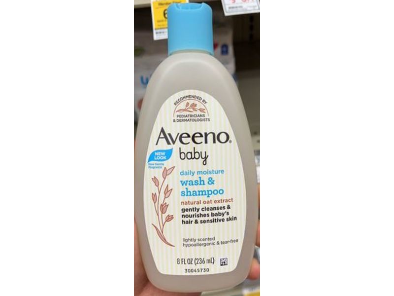 Aveeno Baby Daily Moisture Wash & Shampoo, Natural Oat Extract, 8 fl oz/236 mL
