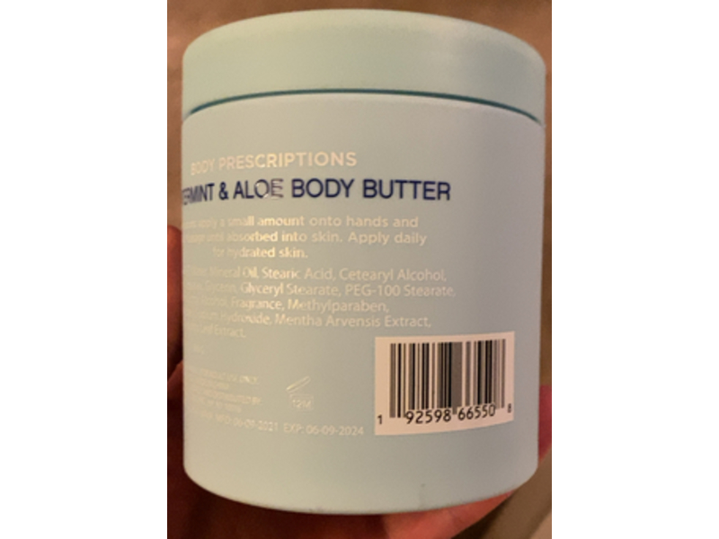 Body Prescriptions Love & Light Body Butter, Wintermint & Aloe, 17.6 oz/500 g