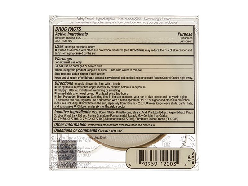 Jane Iredale Purepressed Base Mineral Foundation Refill SPF20, Warm Silk, 0.35 oz/9.9 g