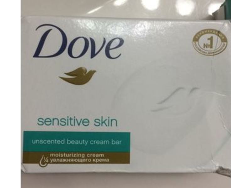 European Dove Sensitive Skin Beauty Bar, Unscented, 4.75 oz (EUROPEAN PRODUCT, Made in Germany, US Version Contains Fragrance)