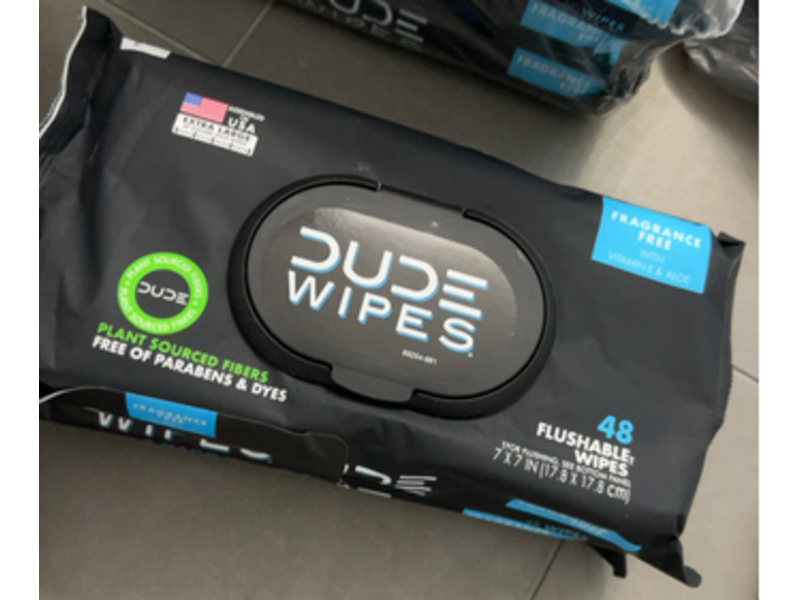 Dude Wipes, Vitamin E & Aloe, Fragrance Free, 48 Counts, Pack Of 2