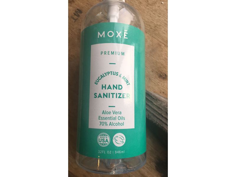 Moxe Hand Sanitizer, Eucalyptus & Mint, 32 fl oz/946 mL, Pack Of 4