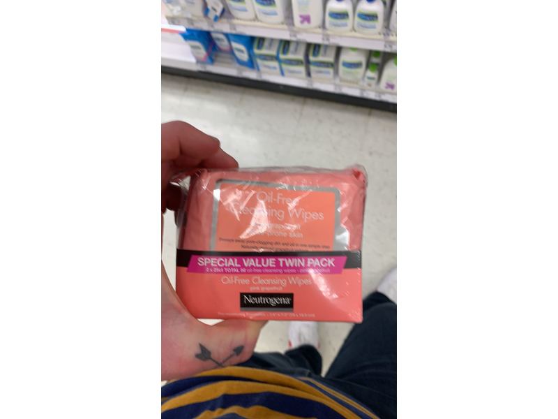 Neutrogena Oil-Free Cleansing Wipes, Pink Grapefruit, 2-pack