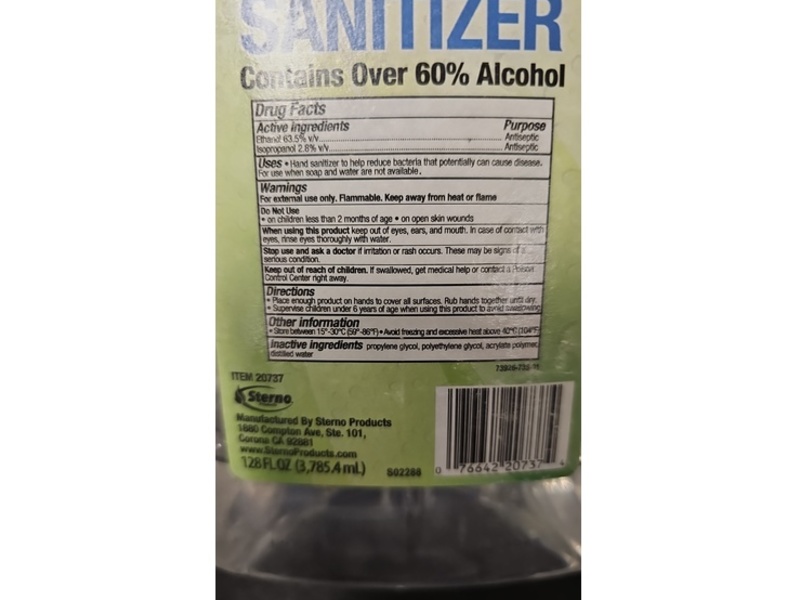 Sterno Hand Sanitizer, 128 fl oz/3785.4 mL