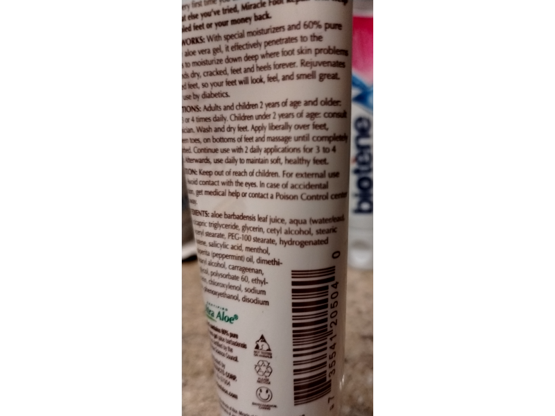 Miracle Of Aloe Foot Repair Cream, Ultra Aloe, 1 oz/28 g, Pack Of 3